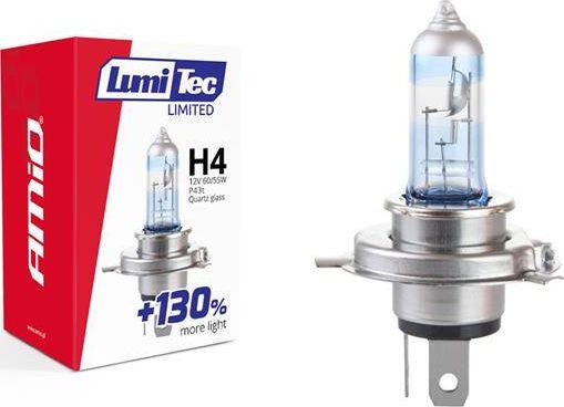 AMiO Żarówka halogenowa H4 12V 60/55W LumiTec LIMITED +130%
