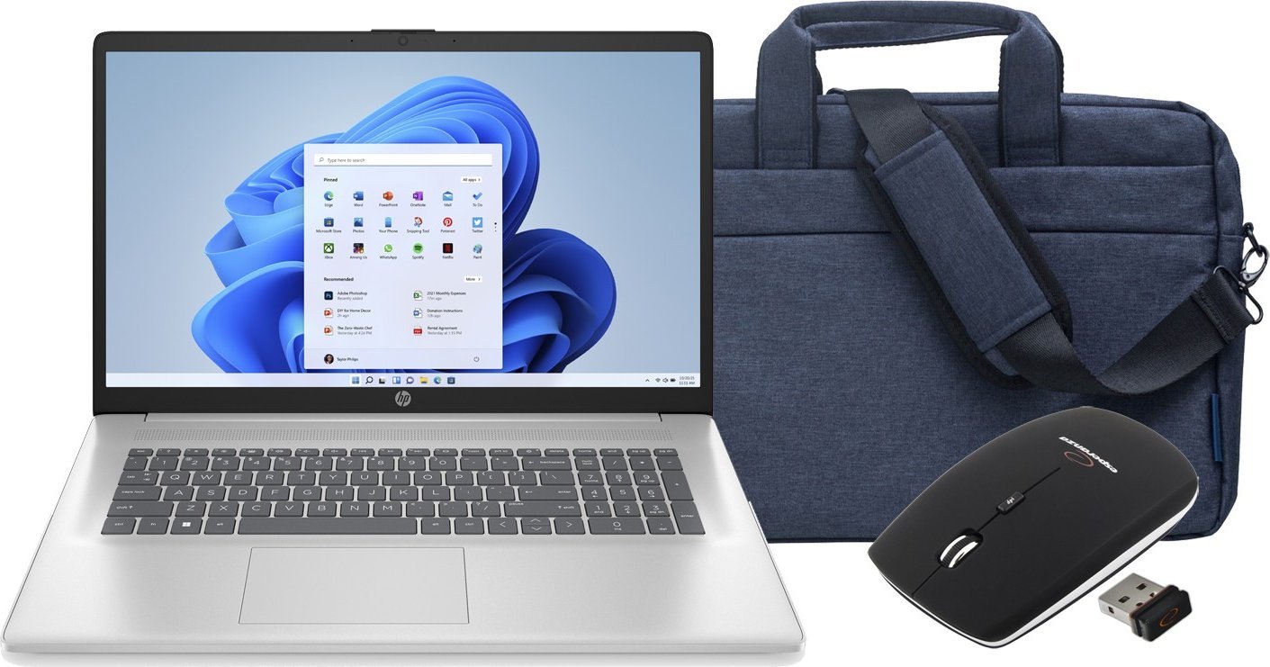 Zestaw HP 17-cn / 9S1M6UA / Mysz / Torba / Core 5 120U / 32GB / SSD 1TB / Intel Graphics / FullHD / Win 11 Pro / Srebrny