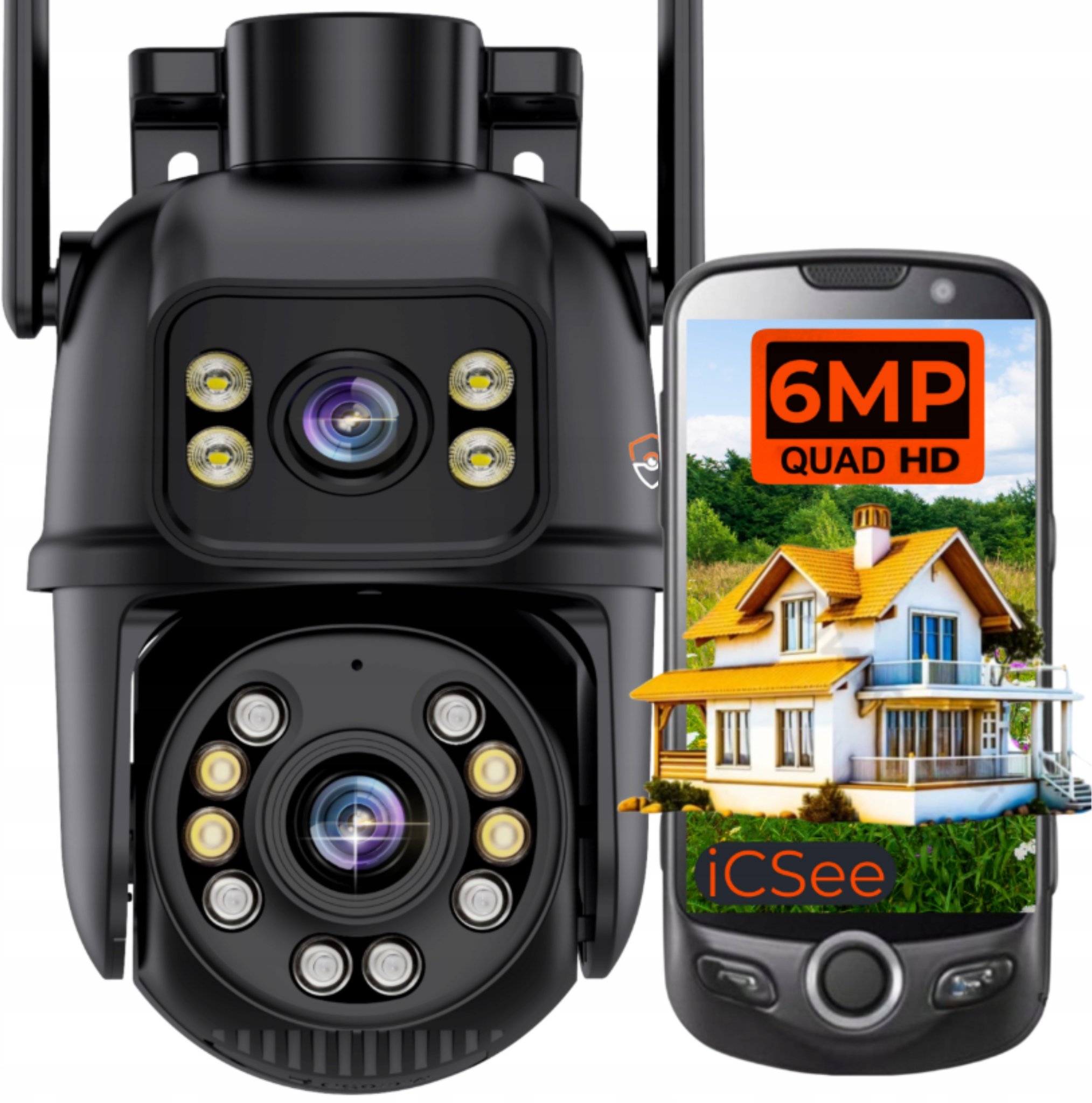 Kamera IP Eurolook Kamera Zewnętrzna WIFI IP Obrotowa 8MPx 4K ULTRA HD 2160p Grafitowy Czarny