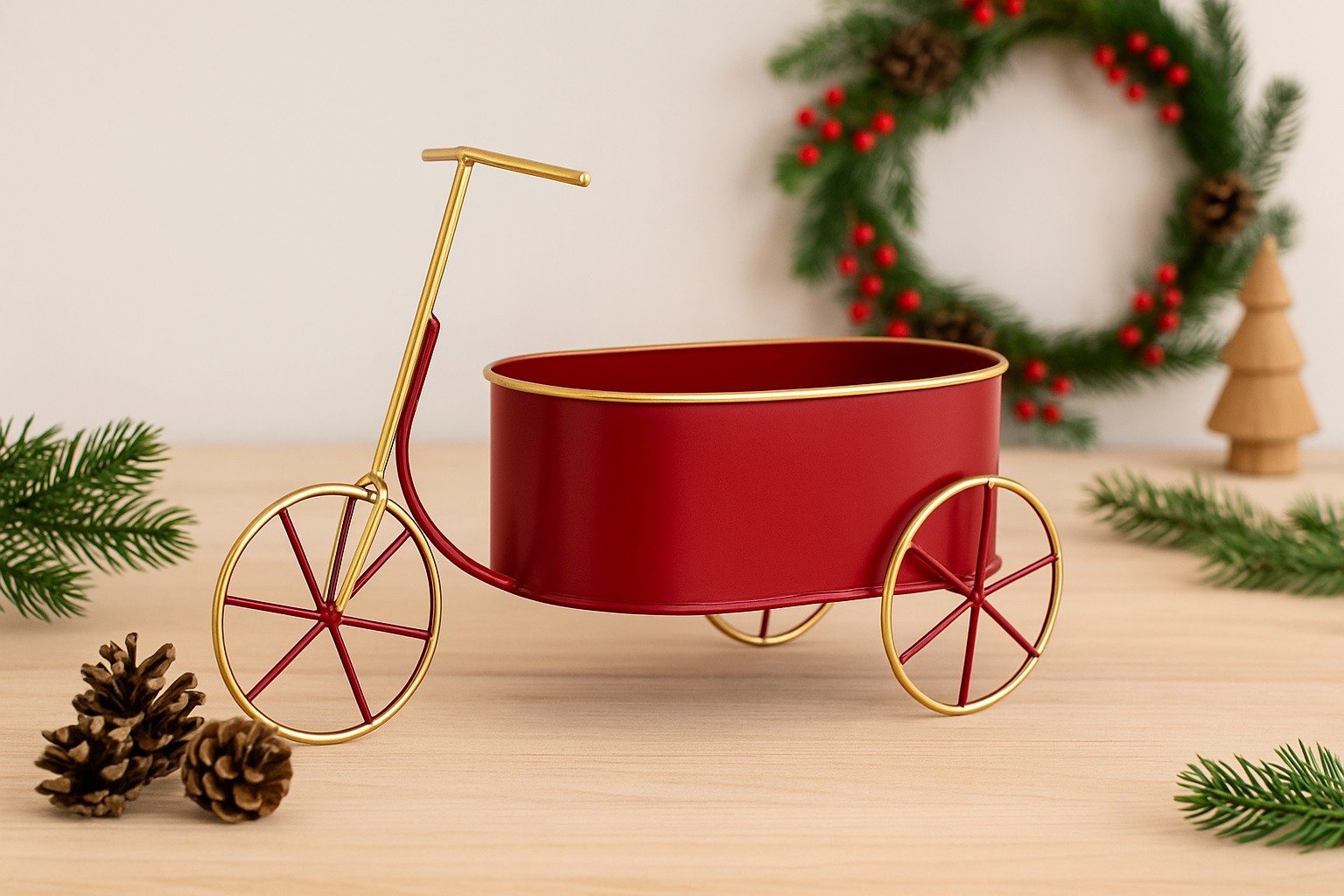 Doniczka osłonka Rowerek czerwony 37x14 cm