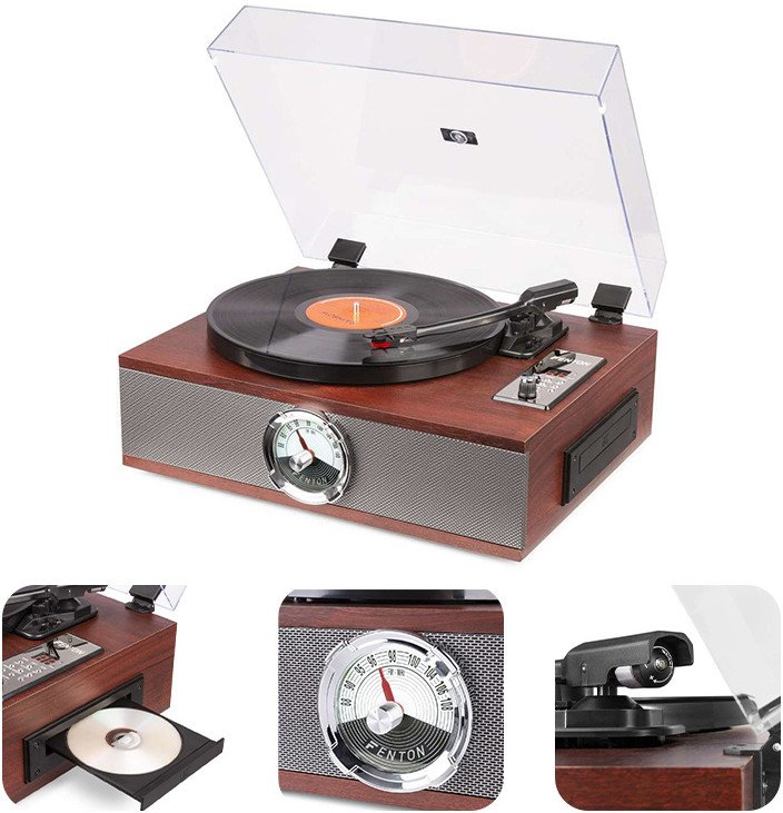 Gramofon Fenton Gramofon RP180 głośniki USB BT FM brązowy one size