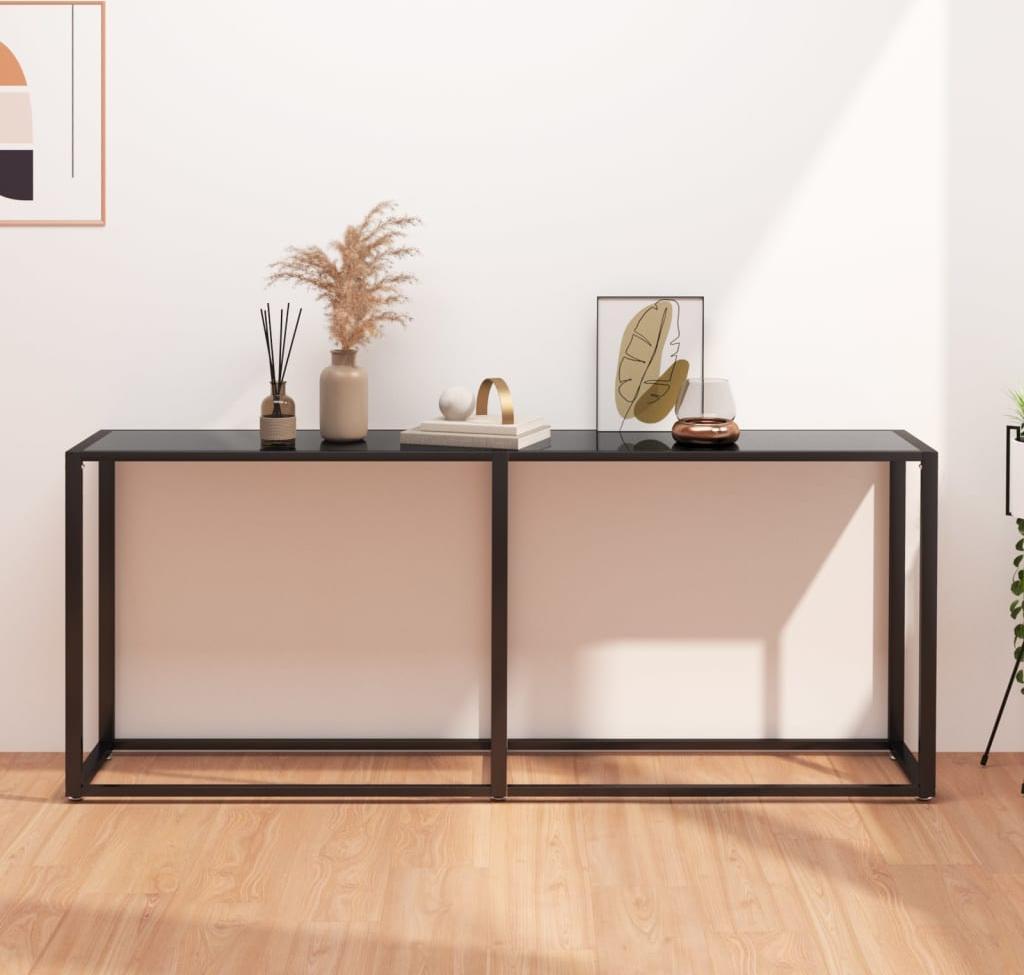 vidaXL vidaXL Konsola, czarna, 180x35x75,5 cm, szkło hartowane