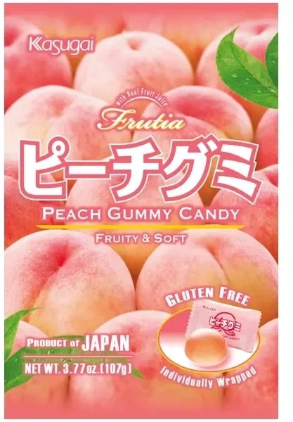 Frutia Peach Gummy, żelki o smaku brzoskwiniowym 107g - Kasugai