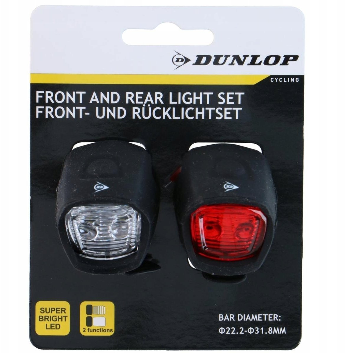 ZESTAW SILIKONOWYCH LAMP ROWEROWYCH LED PRZÓD I TYŁ BLACK DUNLOP