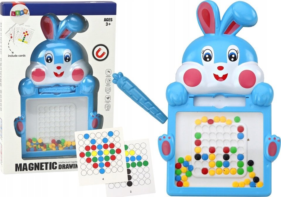 LeanToys Tablica Magnetyczna Zając 7 Wzorów Długopis Magnetyczny Niebieska