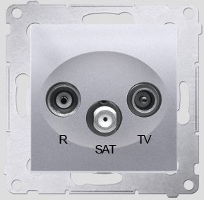 Kontakt-Simon Gniazdo antenowe SIMON54 RTV/SAT przelotowe srebrne - DASP.01/43