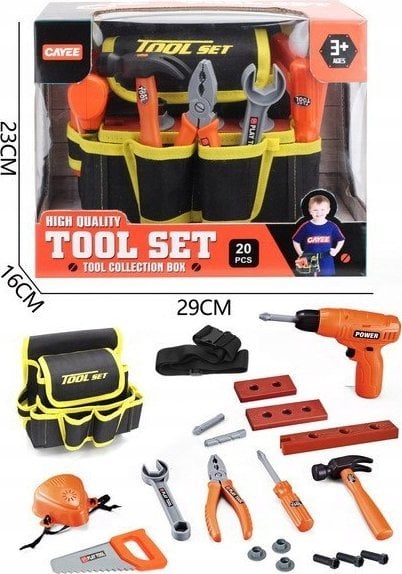 Triton Zestaw majsterkowicza z Pasem narzędziowym dla dzieci 3+ Interaktywna Wkrętarko-wiertarka + Akcesoria