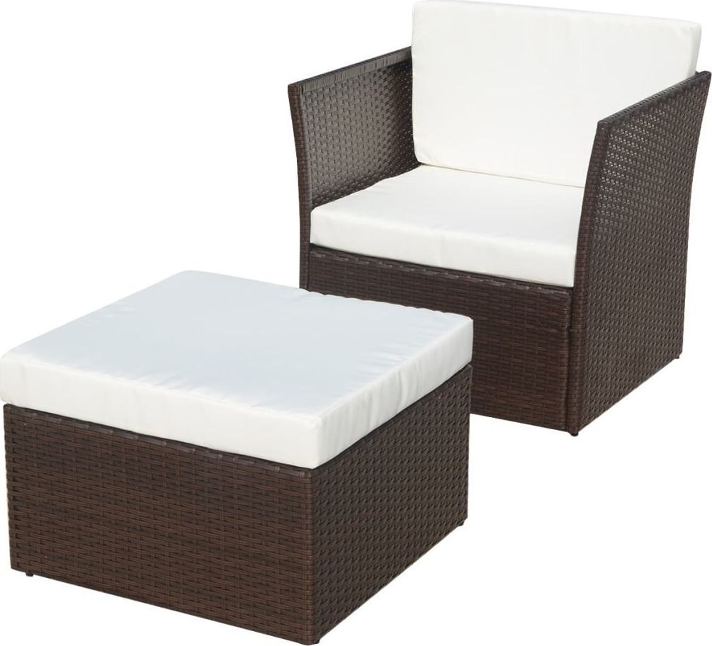 vidaXL krzesło ogrodowe z podnóżkiem, polirattan, brąz (41980)