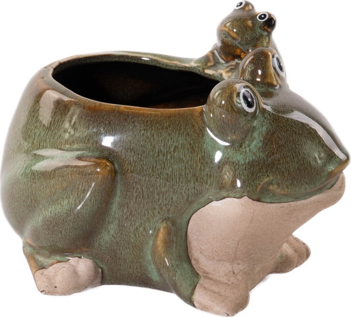 ProGarden Porcelanowa doniczka ogrodowa, żaba, 15 x 11 cm