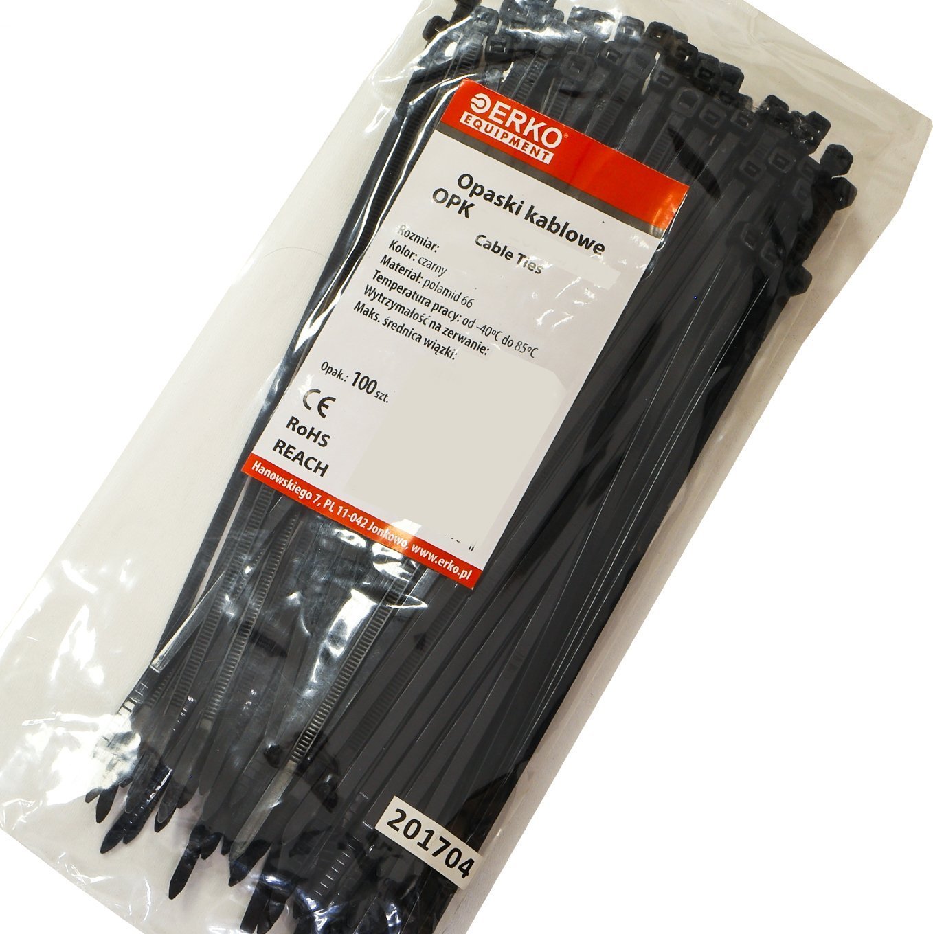 Organizer Erko Opaska zaciskowa czarna OPK 100/2,5 op.100szt ERKO