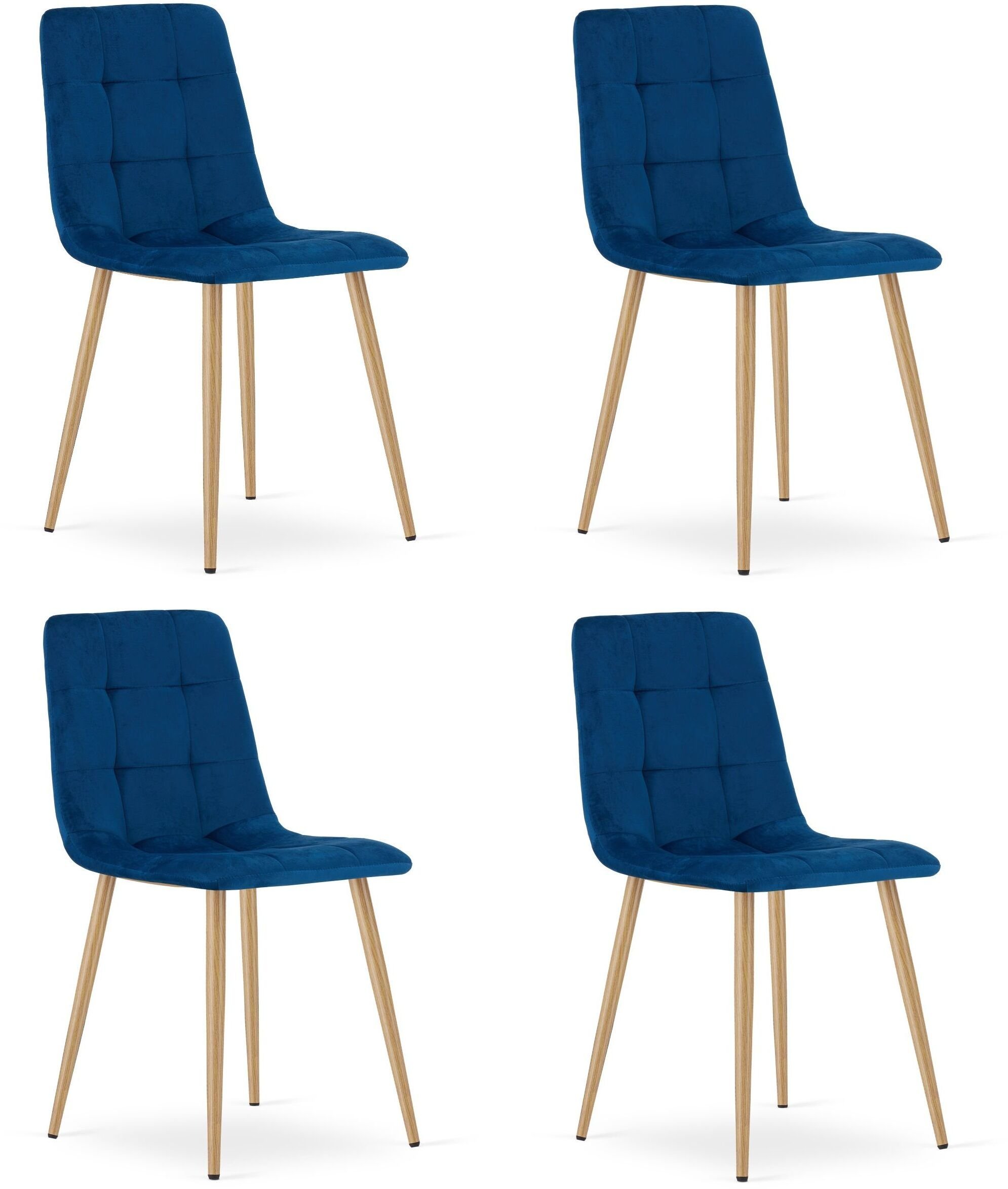 Leobert Krzesło KARA upholstered dining chair, navy velvet for the living room x4