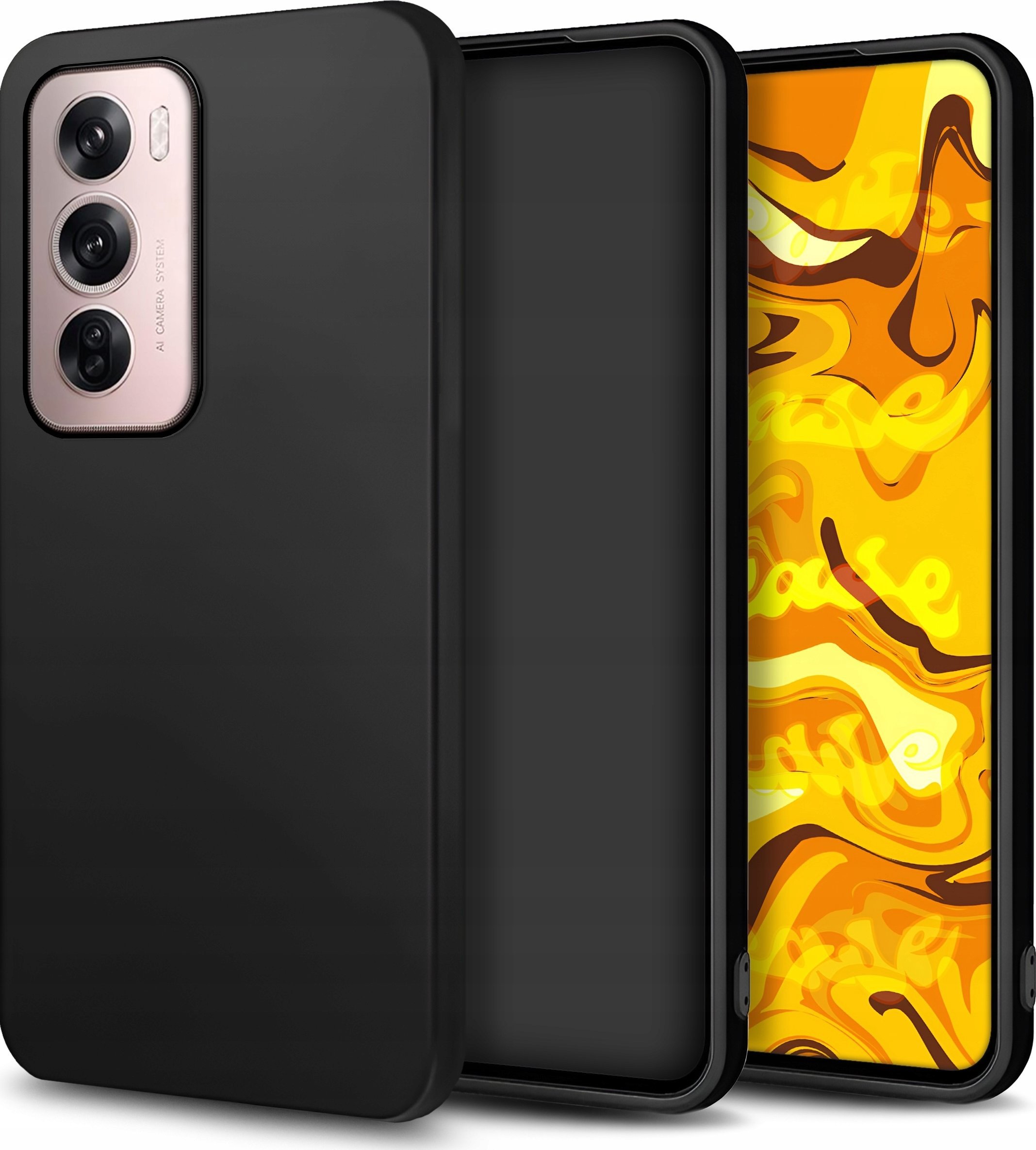 Hello Case ETUI DO OPPO RENO12 PRO GUMOWE OBUDOWA CZARNE MATOWE SILIKON POKROWIEC SLIM