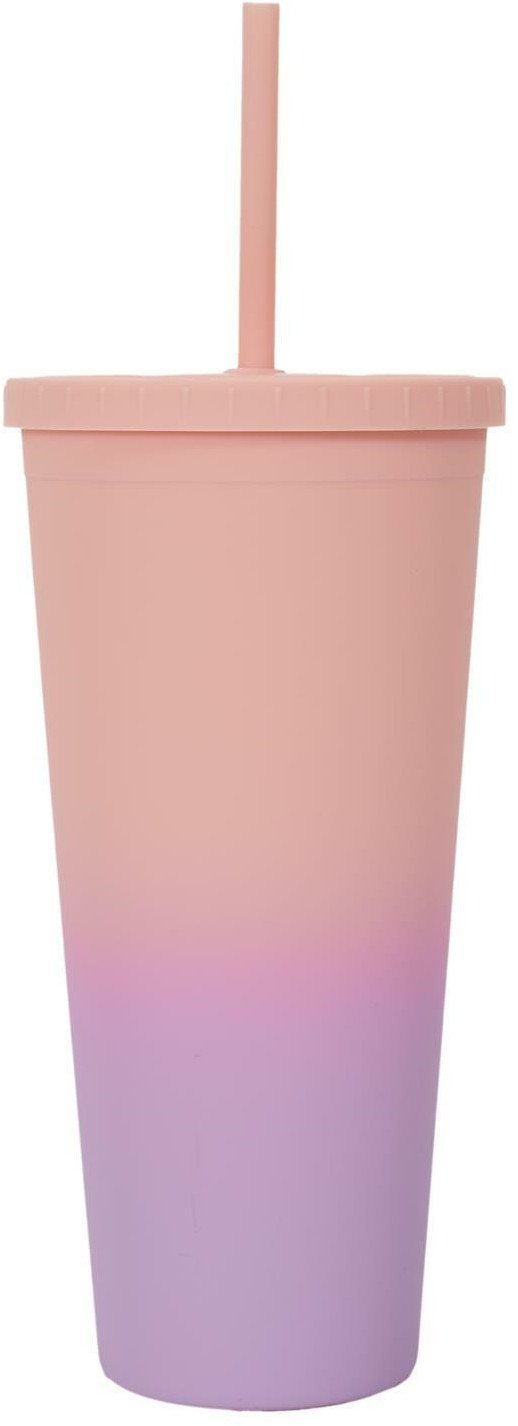 INTESI KUBEK ZE SŁOMKĄ PP POMARAŃCZOWO-RÓŻOWY