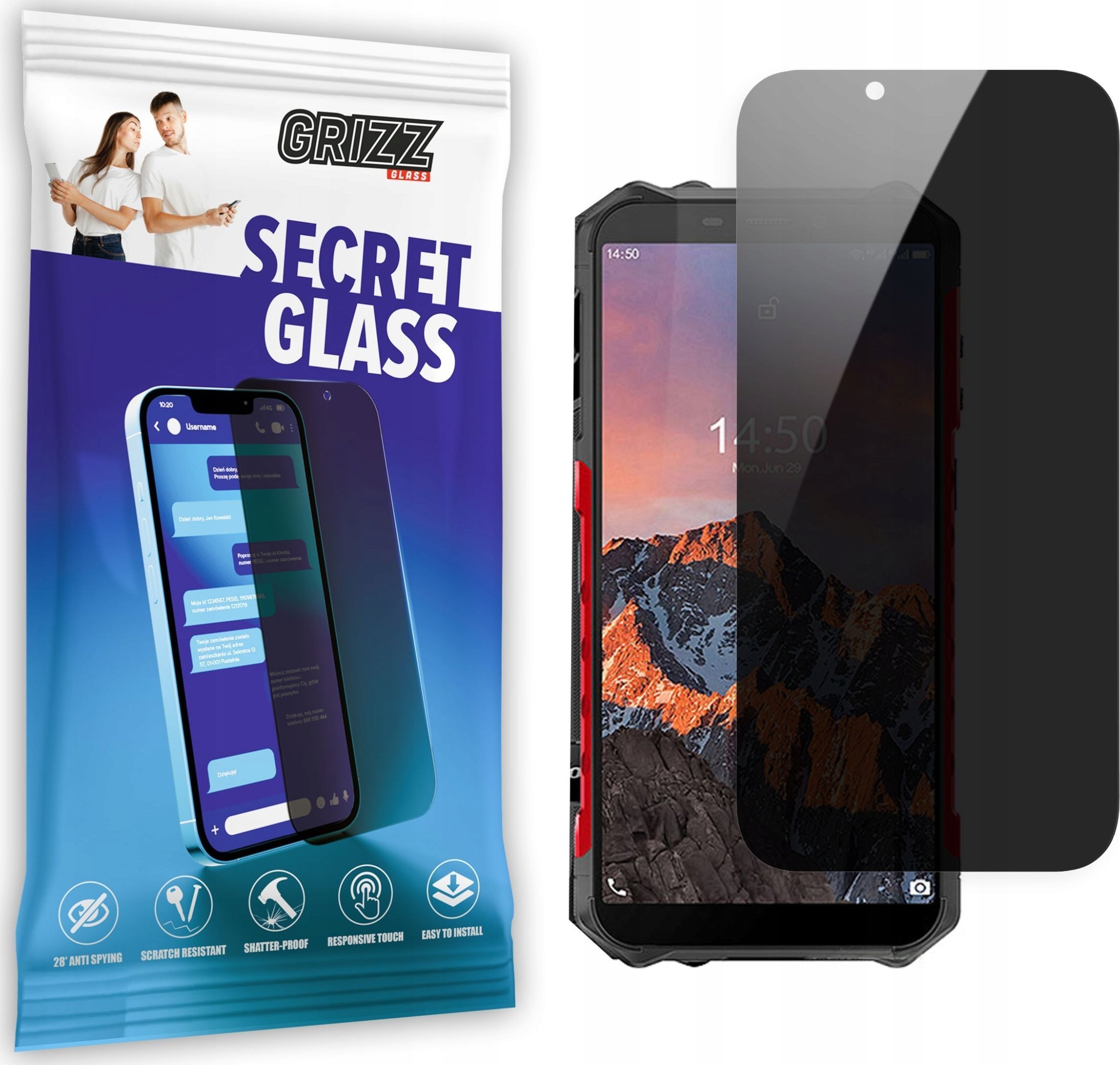 GrizzGlass Szkło prywatyzujące GrizzGlass SecretGlass Ulefone Armor X5 Pro