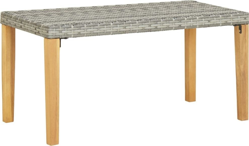 vidaXL ławka ogrodowa, 120 cm, szara, polirattan i drewno akacjowe (46489)