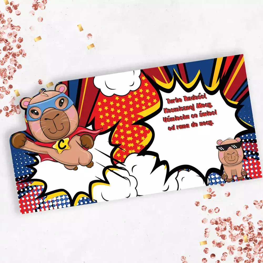 Karnet KW wycinany Urodziny - Super Kapibara