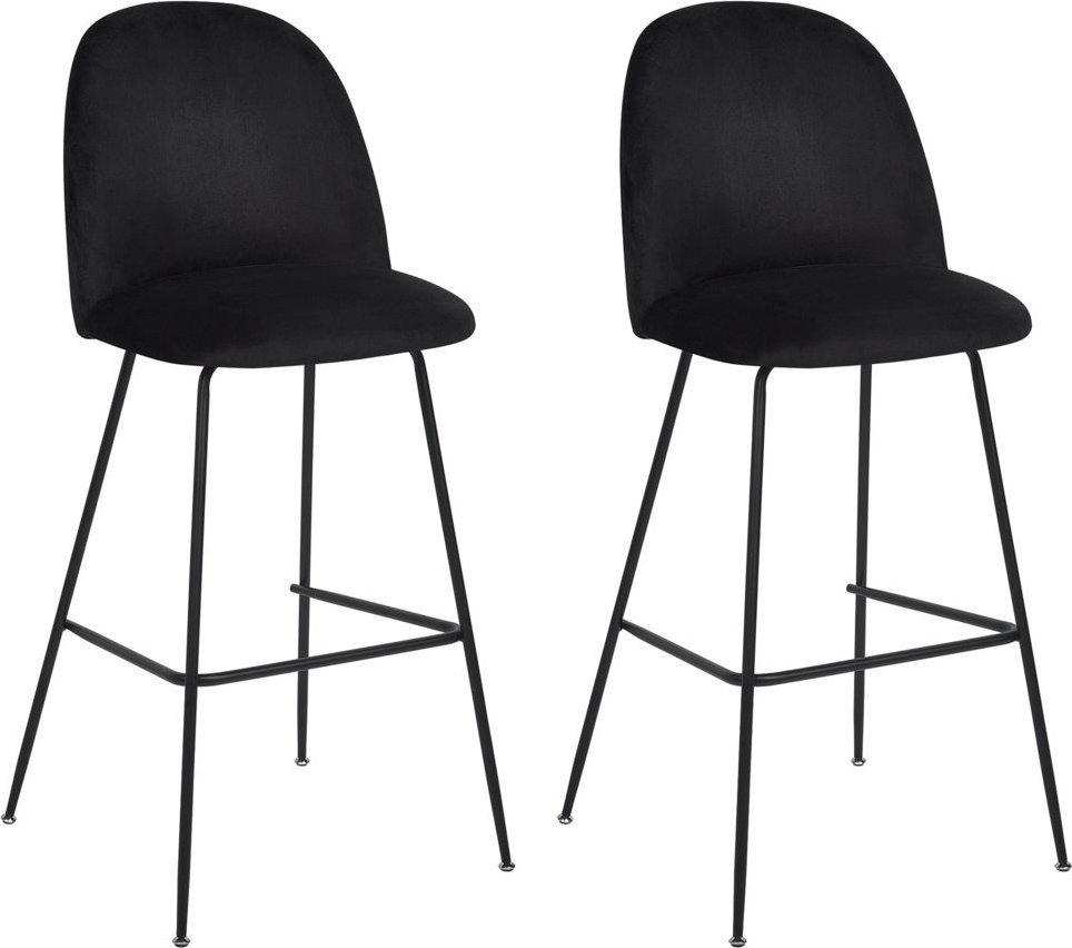 Beliani Zestaw 2 krzeseł barowych welurowy czarny ARCOLA