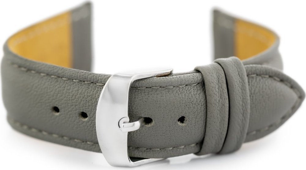 Pasek skórzany do zegarka W83L - szary - 16mm