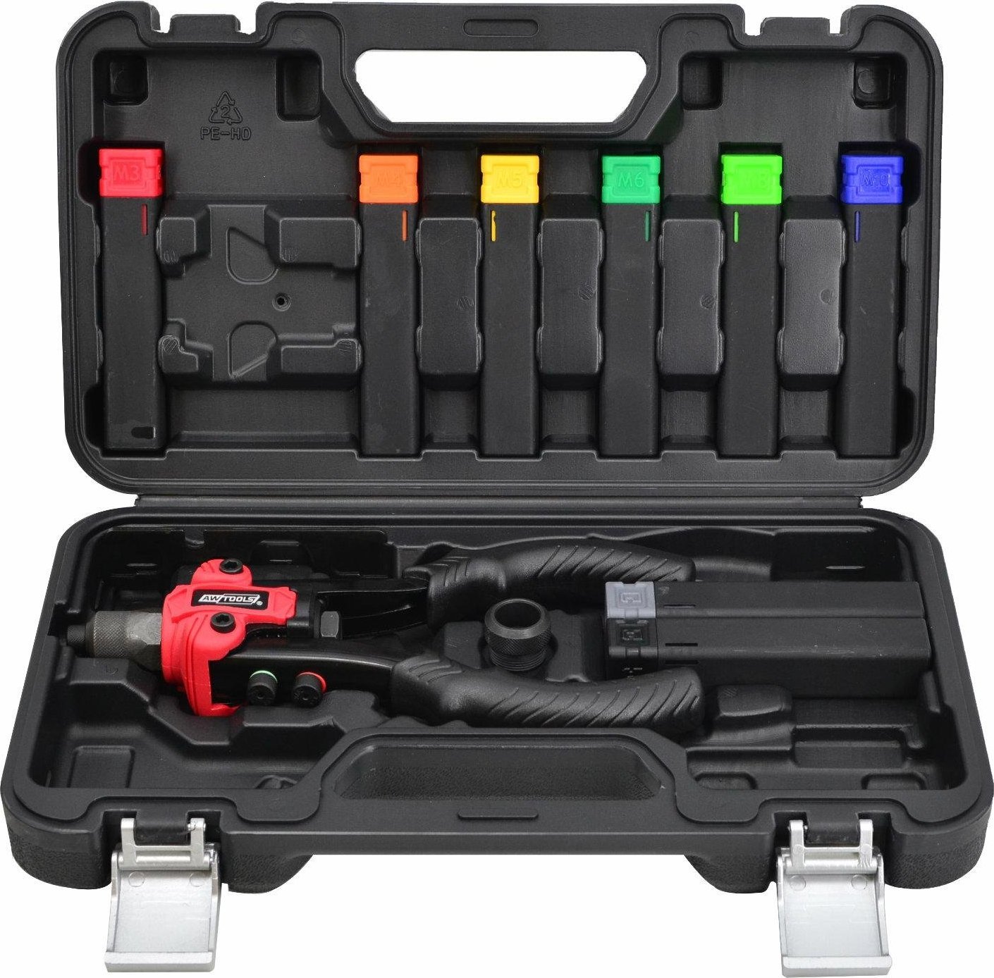 AWTools AWTOOLS NITOWNICA DŹWIGNIOWA 3 W 1 M3-M10 WALIZKA BLACK LINE