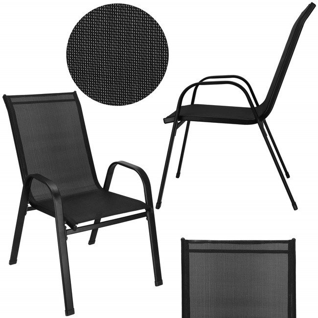 Krzesło ogrodowe metalowe na taras balkon, do 120 kg czarne UNIWERSALNY