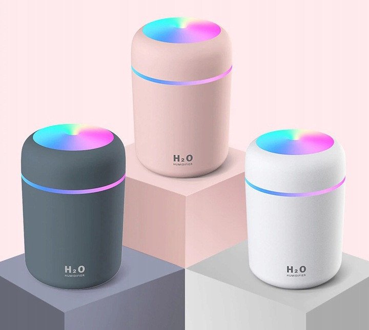 Nawilżacz Powietrza na USB 300ml - DYFUZOR LED - biały