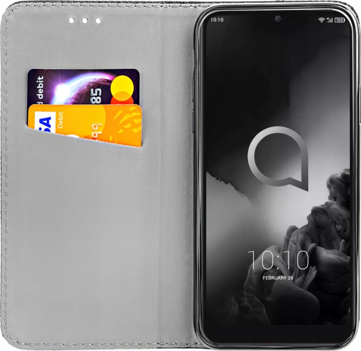 Hello Case ETUI Z KLAPKĄ DO ALCATEL 3 2019 CZARNE ZAMYKANE MAGNETYCZNE KABURA FUTERAŁ