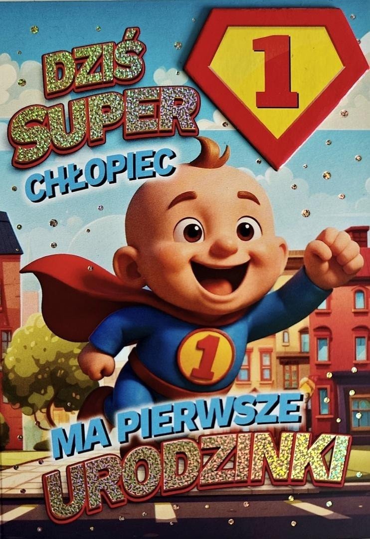 Yeku Karnet Urodziny roczek chłopiec - Superbohater