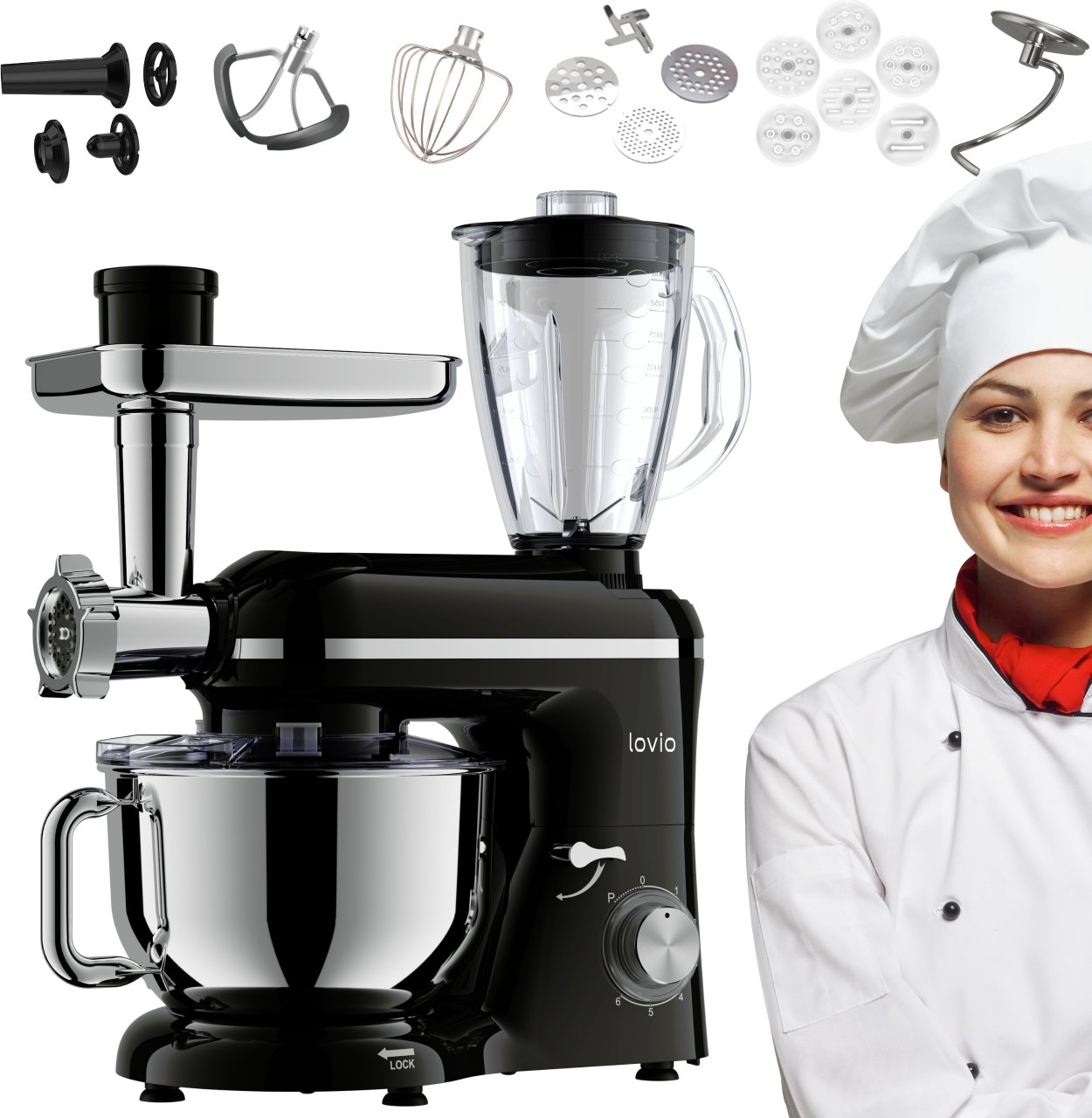 Mikser planetarny Robot kuchenny LOVIO ChefAssistant Plus czarny LVSTM02PBK