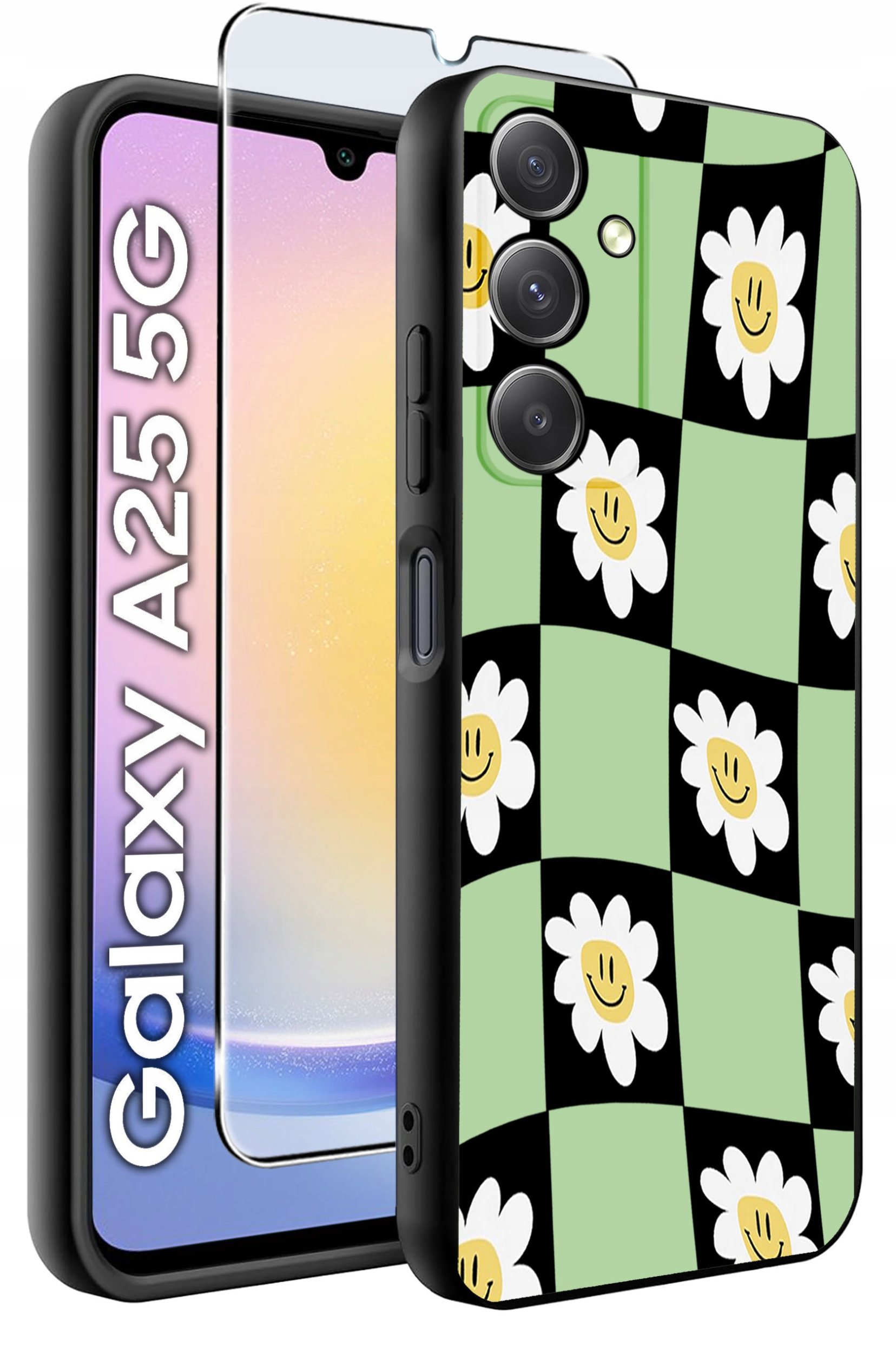 ETUI do Samsung A25 5G WZORY | SILIKONOWE MATT CASE + SZKŁO HARTOWANE 9H