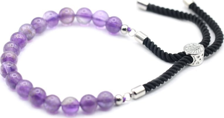 Lovrin Bransoletka sznurkowa - Ametyst - Srebro