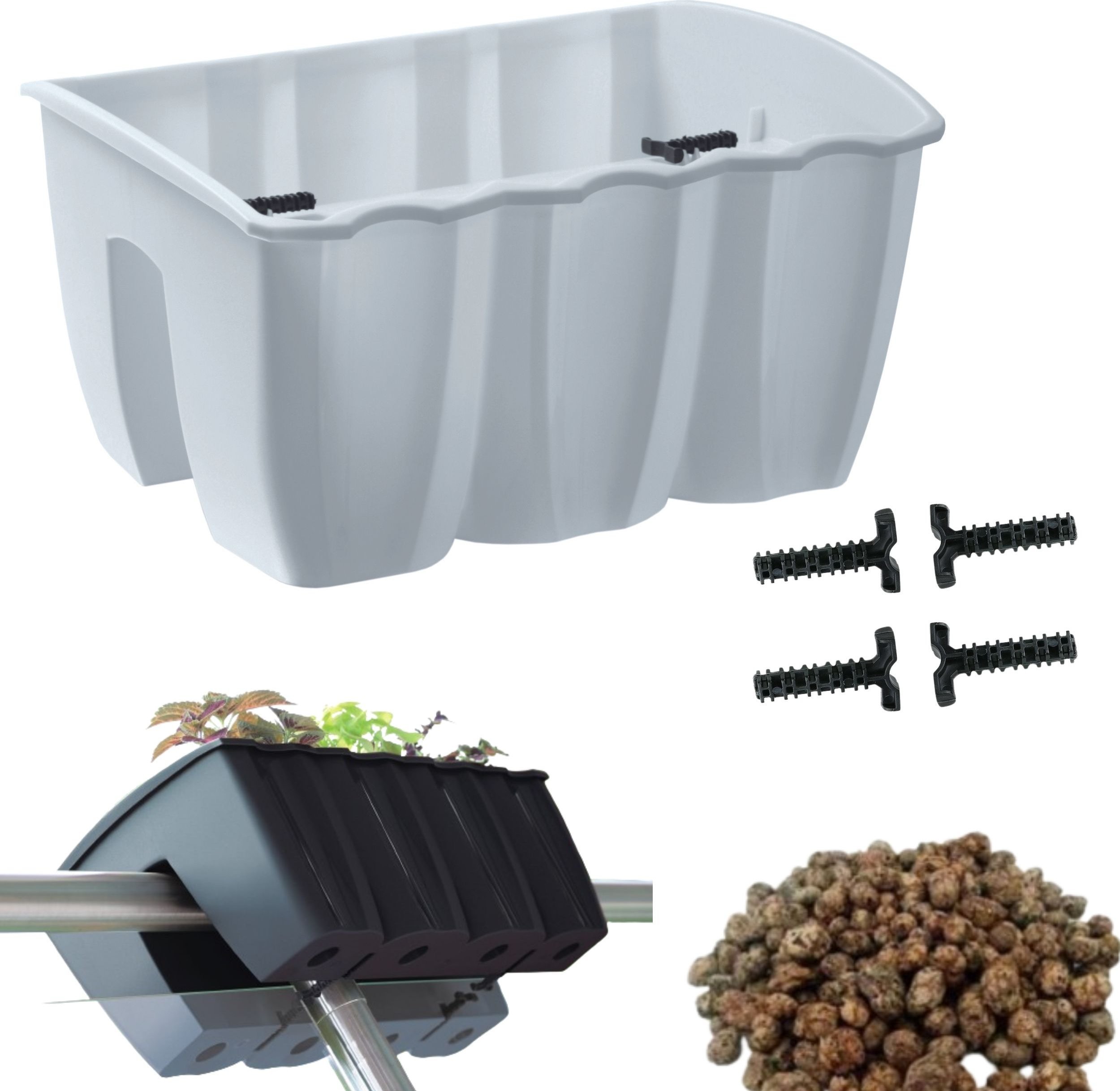 Prosperplast Skrzynka na balustradę DCRO400, Doniczka balkonowa + keramzyt 1l