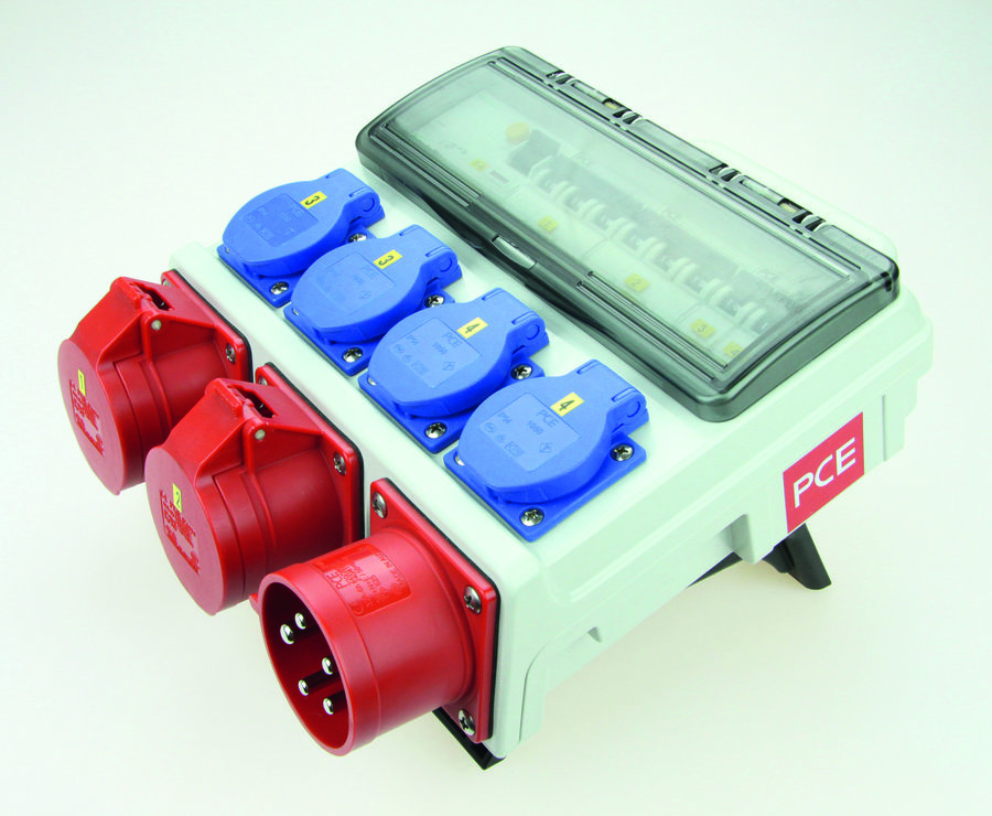 PCE Rozdzielnica przenośna z tworzywa typ "Dzierżoniów" 32/5 32/5 16/5xB16A 3P 4xGSx2B16 1P IP44 - 9004030W
