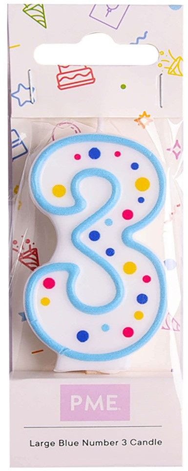 Świeczka cyfra 3 niebieska PME