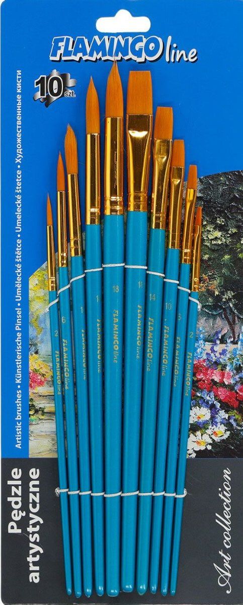 Titanum Pędzle pędzelki szkolne grubość 2/6/10/14/18 10szt