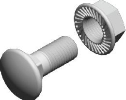 Baks Śruba z łbem grzybkowym + nakrętka kołnierzowa ząbkowana komplet SGKFM8X20, do konstrukcji fotowoltaicznych