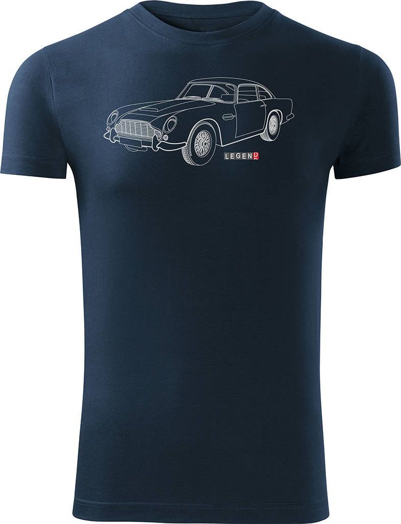 Topslang Koszulka z samochodem Aston Martin DB5 superagent męska granatowa SLIM XL