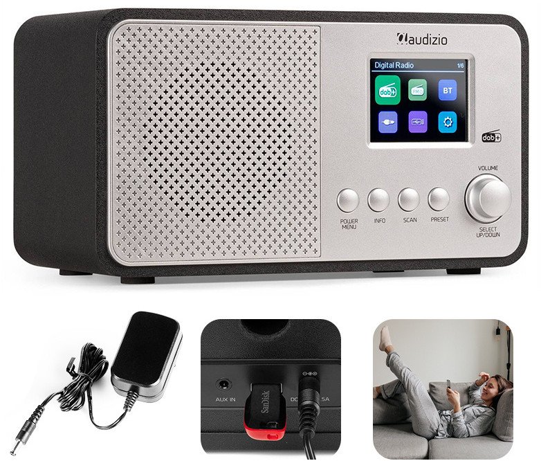 Radio cyfrowe DAB+ FM Avio srebrne Audizio one size