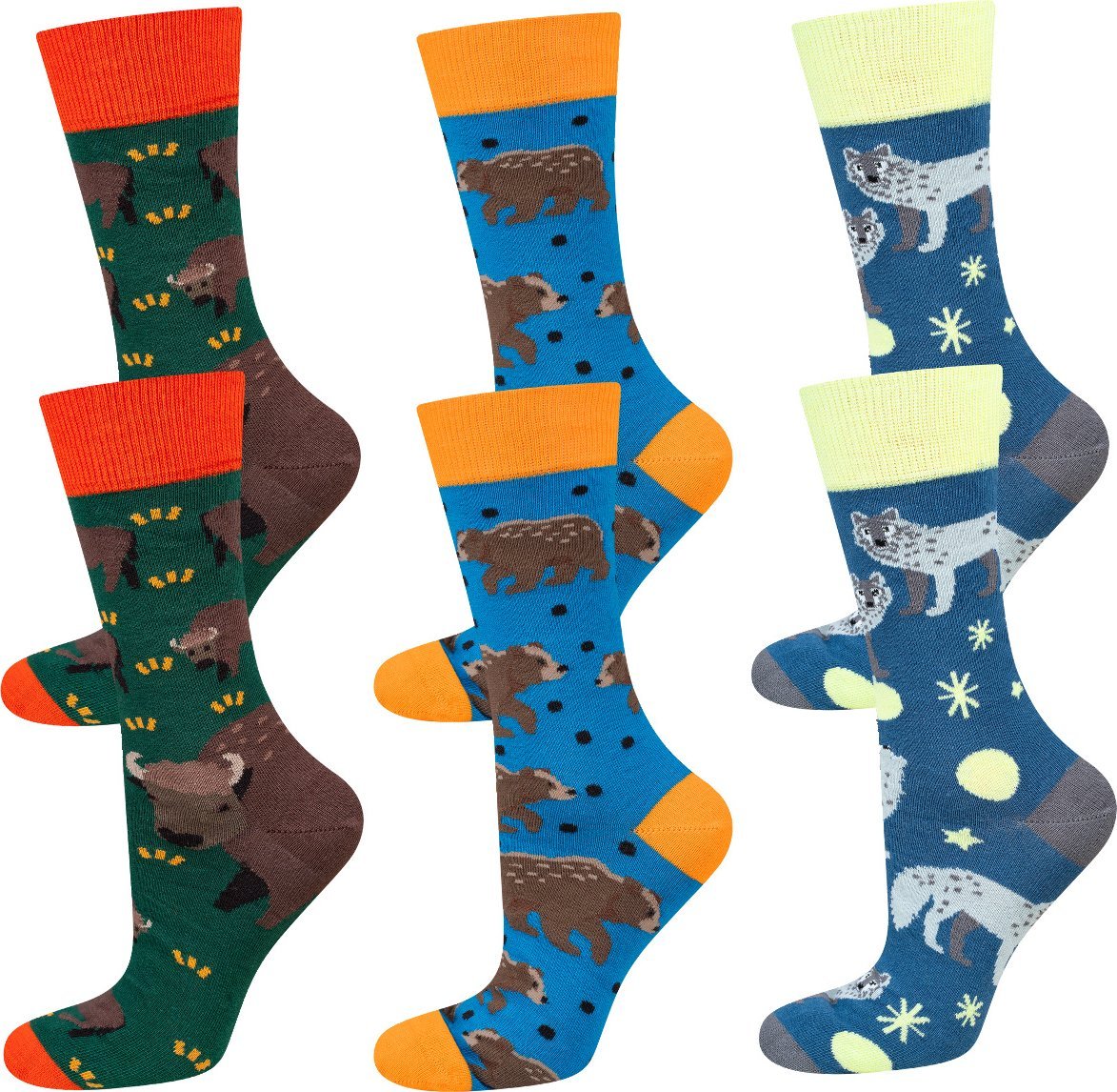 Soxo Zestaw 3x Męskie Skarpetki kolorowe SOXO przyroda polska 4045