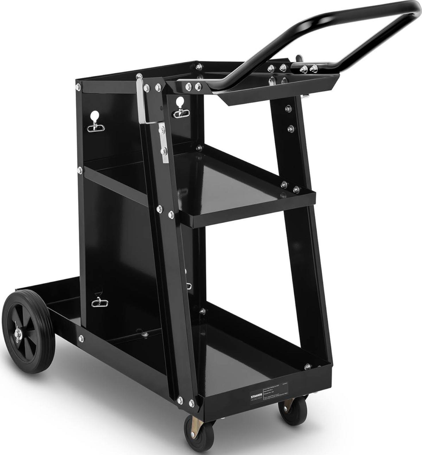 Stamos Germany Wózek spawalniczy warsztatowy z miejscem na butlę gazową 3 półkami rączką do 80 kg Wózek spawalniczy warsztatowy z miejscem na butlę ga