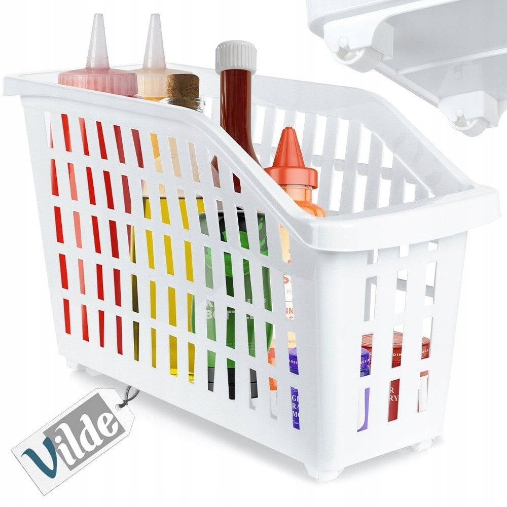 Vilde Pojemnik do przechowywania na kółkach biały wąski 13 l