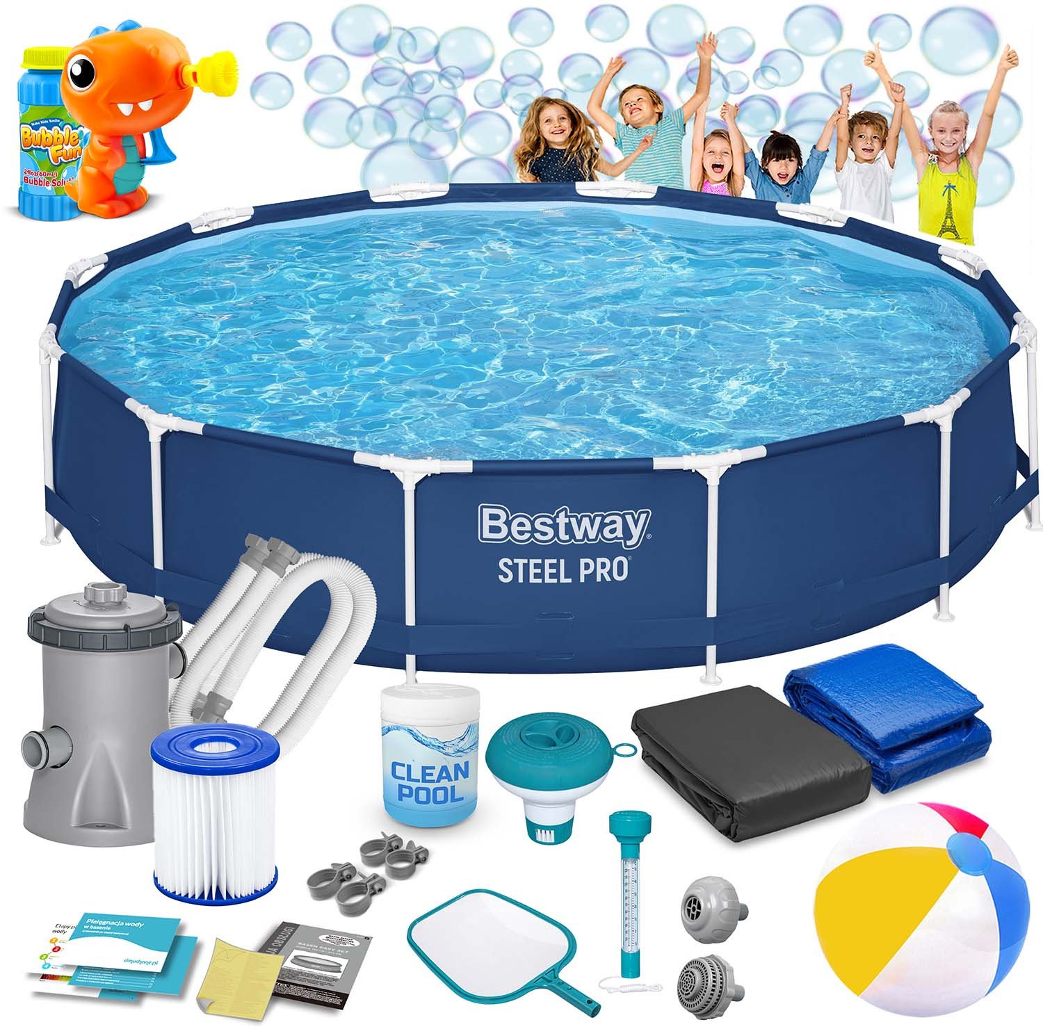 Basen ogrodowy stelażowy 366 x 76 cm 16w1 Bestway 56681