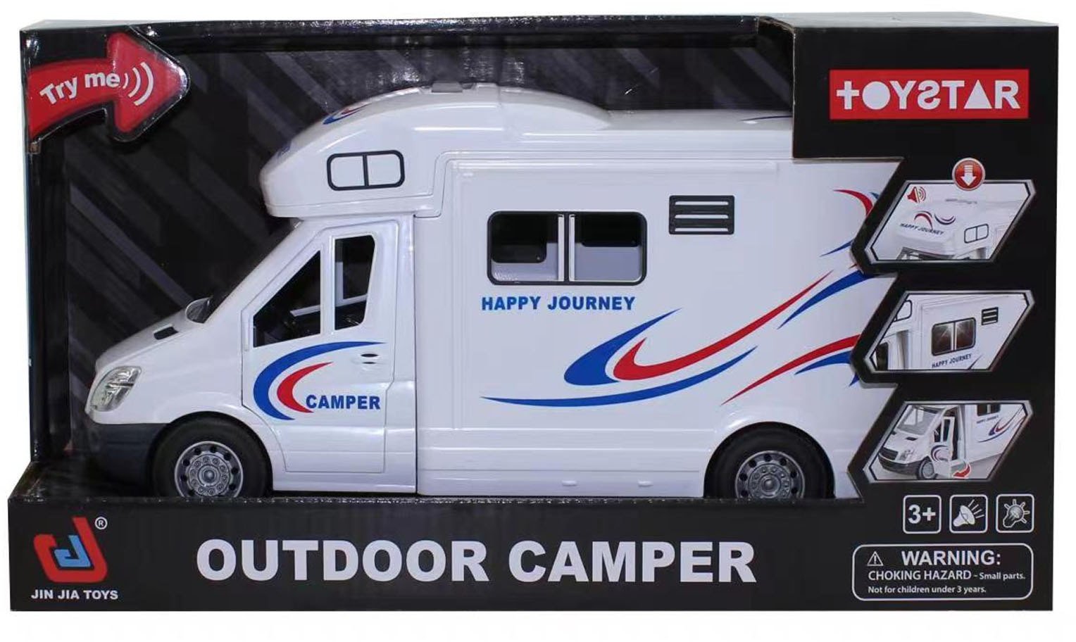 Biały Kamper Funkcją Świateł i Dźwięku