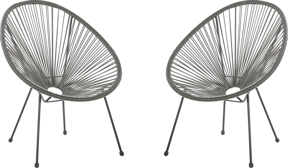 Beliani Zestaw 2 krzeseł rattanowy szary ACAPULCO II