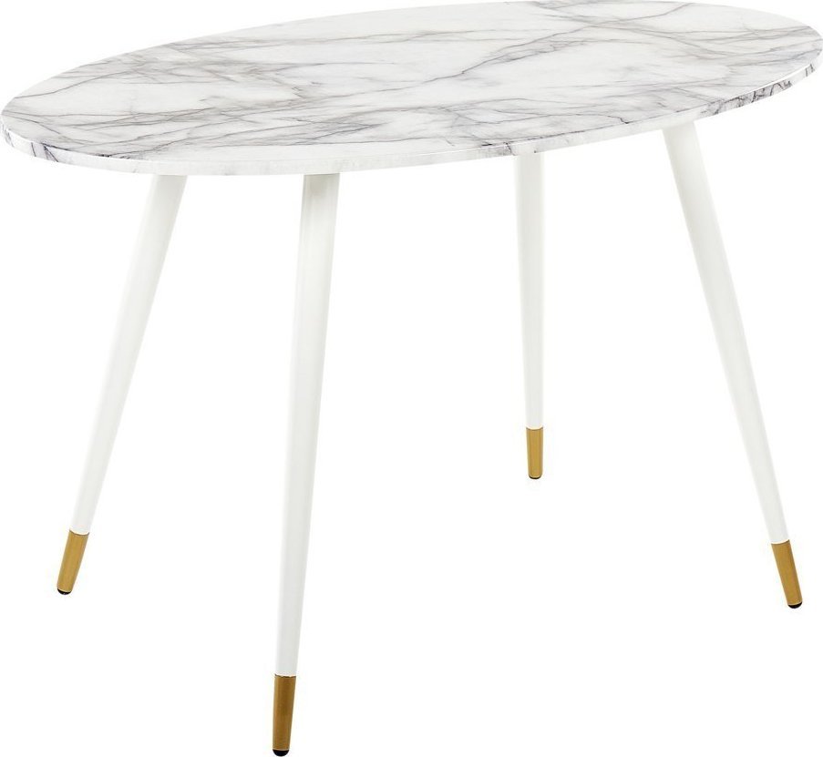 Beliani Stół do jadalni owalny 120 x 70 cm efekt marmuru z białym GUTIERE