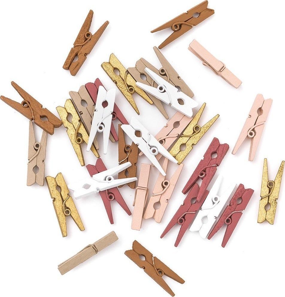 Klamerki mini drewniane vintage 3cm 30szt