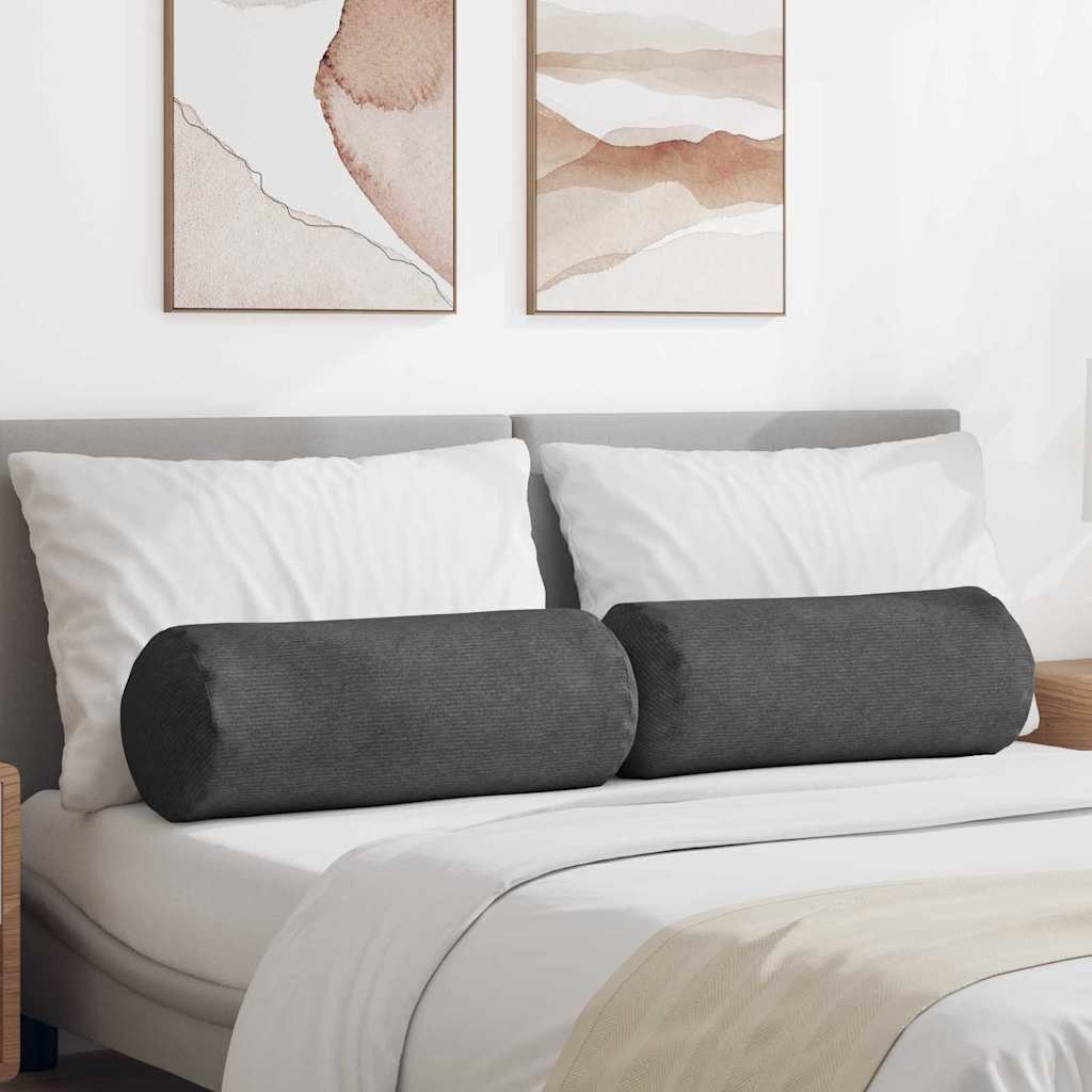 vidaXL Poduszki Wałkowe 2 pcs Ciemnoszary 25 x 70 cm