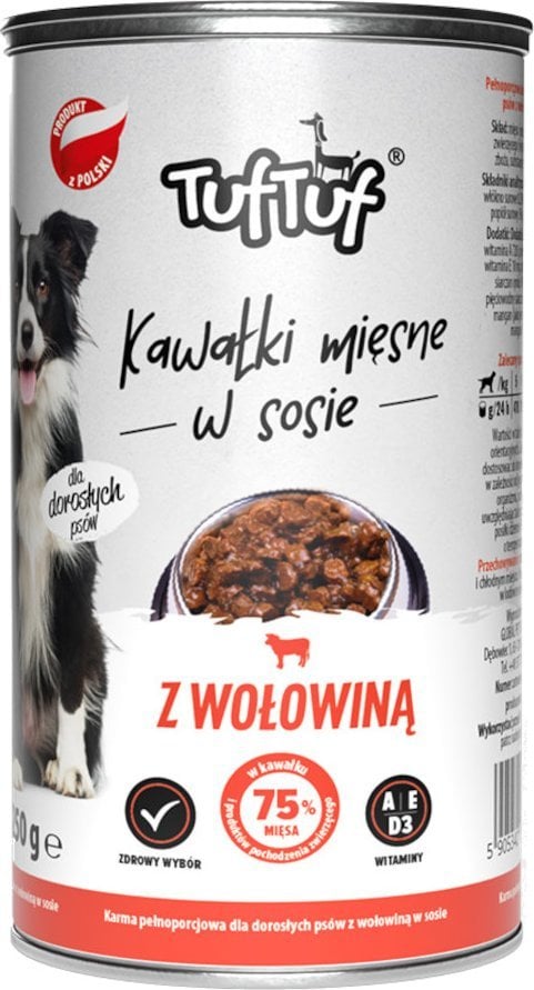 BULT Karma mokra dla psa TUF TUF kawałki mięsne z wołowiną 1,25 kg