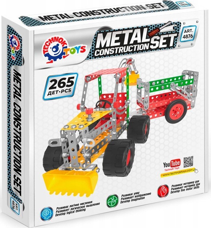 Maksik Zestaw konstrukcyjny metalowy traktor z przyczepką 265el 4876 (TEH4876)