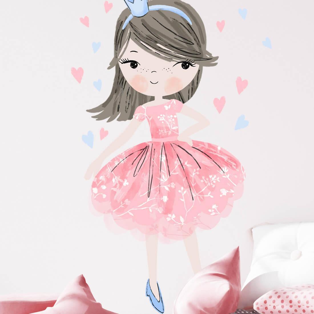 Pastelowe Love Księżniczka różowa - Naklejka na ścianę