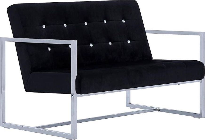 Elior Zgrabna 2-osobowa sofa Mefir - aksamit, czarna